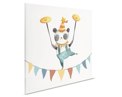 Plátno s pandou ako cirkusovým umelcom na lane