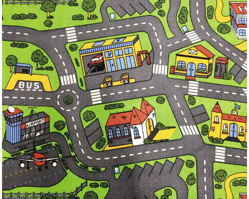 Hrací koberec s ulicami, budovami a dopravnými prostriedkami