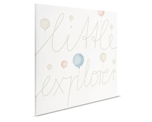 Nástenný obraz s nápisom Malý objaviteľ a balóniky