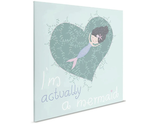 Plátno s morskou pannou v dizajne srdca a textom Som vlastne morská panna