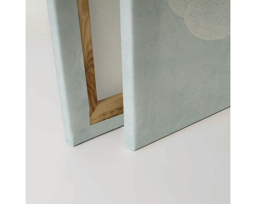 Detailný pohľad na plátno s dreveným rámom