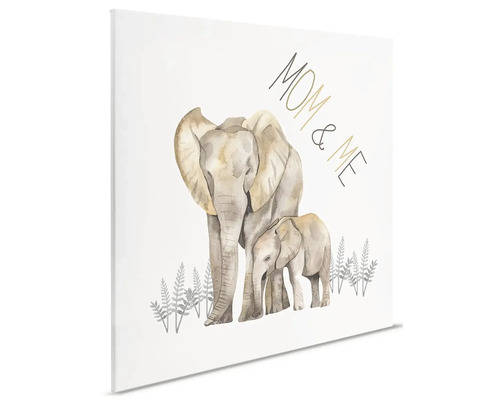 Plátno s motívom slonej matky a mláďaťa a nápisom ''Mom & Me''