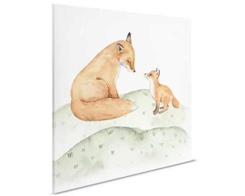 Plátno s matkou a líškou na kopcoch