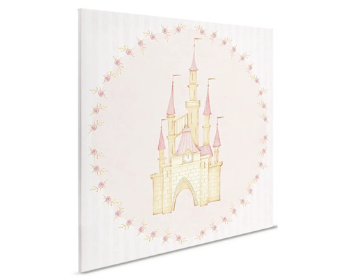 Plátno s motívom zámku a kvetinovým rámom