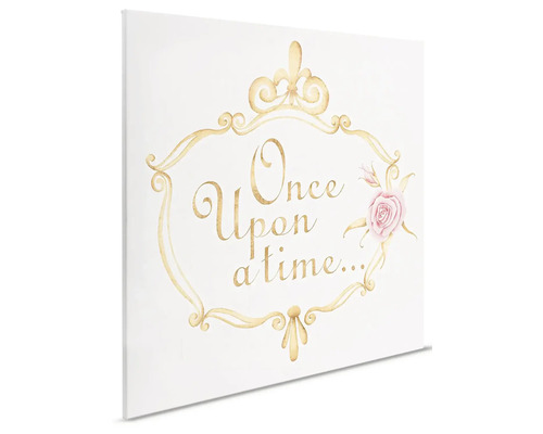 Plátno s nápisom Bolo raz v ozdobnom ráme a ruža