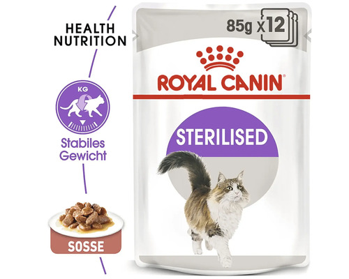 Royal Canin Sterilised krmivo pre mačky v 85-gramovom porciovanom vrecku, 12 kusov