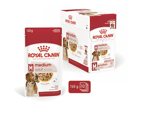 Krmivo pre psov Royal Canin Medium Adult, 140 gramové vrecko a balenie po desiatich