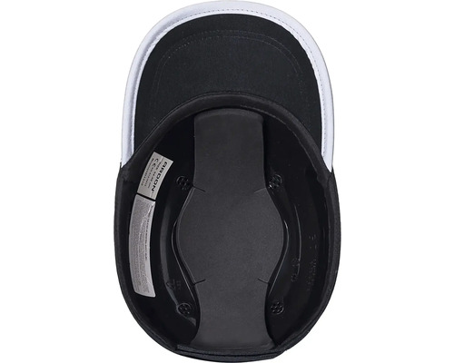 Pohľad zvnútra na stavebnú prilbu s vnútorným vybavením