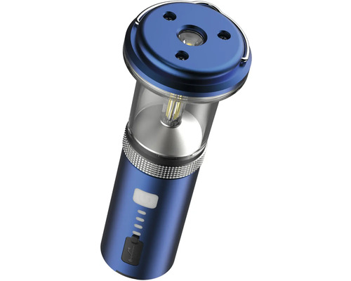 Modrá LED kempingová lampa s USB pripojením