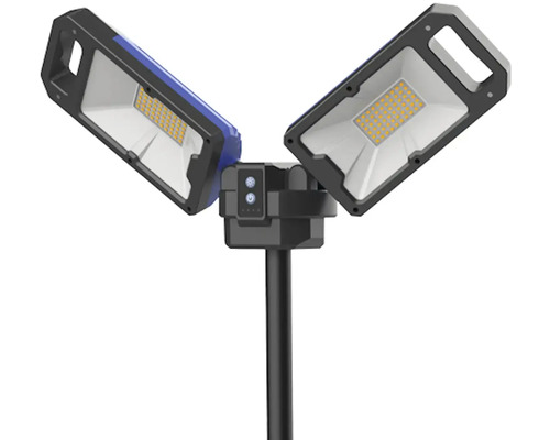 LED stavebný reflektor s dvoma svetelnými hlavami a statívom