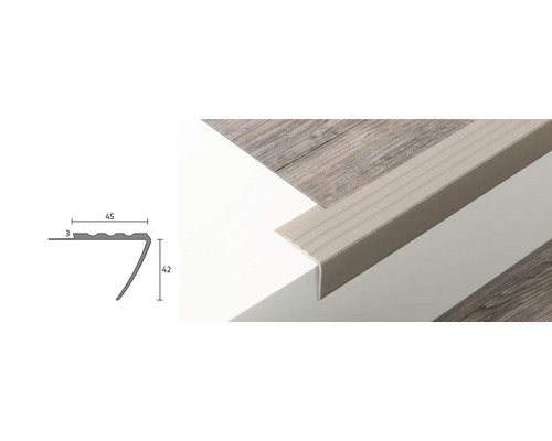 Profil pre hrany schodov s náčrtom rozmerov.