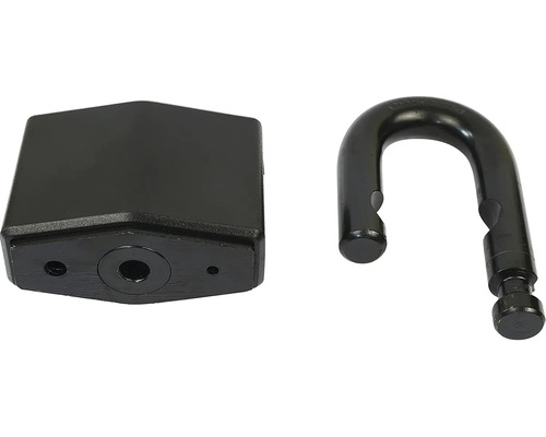 Čierny visiaci zámok s otvoreným strmeňom