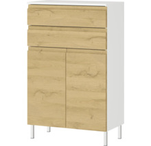 Skrinka s dvomi zásuvkami, dvomi dvierkami a nožičkami