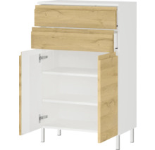 Biela spodná skrinka s dvoma zásuvkami a policami