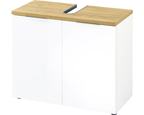 Skrinka pod umývadlo s dvomi dvierkami a drevenou pracovnou doskou