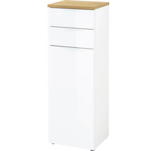 Biela kúpeľňová skrinka s dvoma zásuvkami a jednými dverami