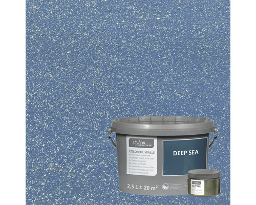 Vedro s tónovanou farbou na steny a trblietavým efektom na modrom pozadí