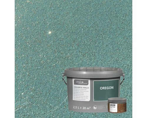 Vedro farby na steny s prídavkom trblietok pred natretou stenou