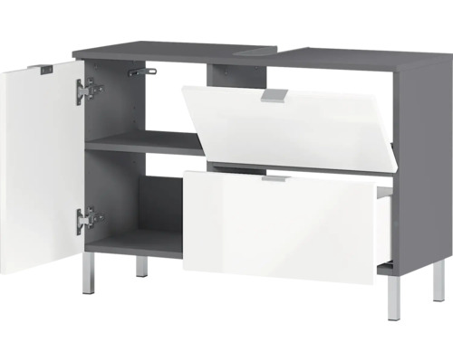 Skrinka pod umývadlo s jednými dvierkami a dvoma zásuvkami