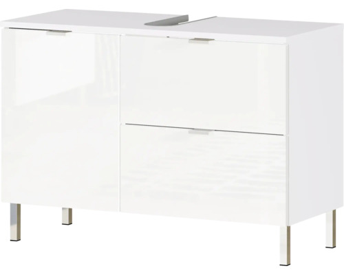 Biela skrinka pod umývadlo s dvomi dvierkami a jednou zásuvkou