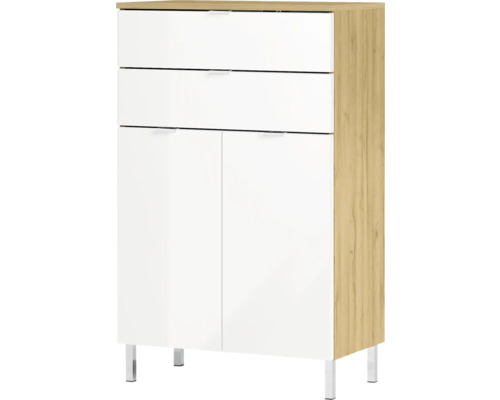 Moderná kúpeľňová skrinka so zásuvkami a dvierkami