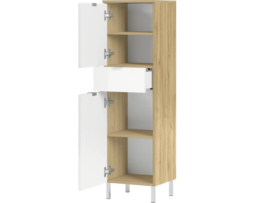 Kúpeľňová skrinka so zásuvkou, policami a dvomi dvierkami