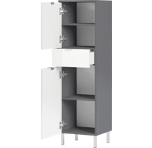 Vysoká skriňa s dvomi dvierkami, jednou zásuvkou a nastaviteľnými policami