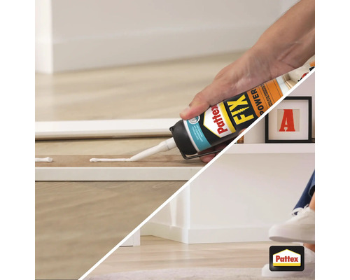 Aplikácia montážneho lepidla Pattex na pripevnenie lišty