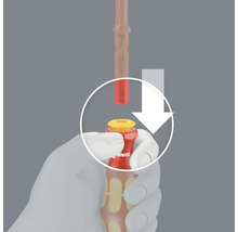 Znázornenie vloženia skrutkovača do držiaka bitov od spoločnosti Wera
