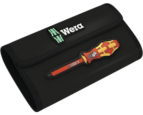 Čierna brašna na náradie s logom Wera a symbolom skrutkovača