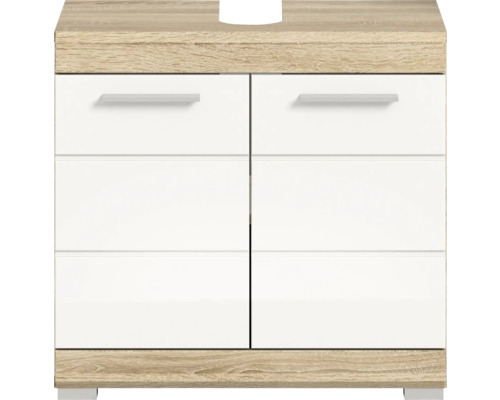 Skrinka pod umývadlo s dvomi dvierkami a dreveným dekorom