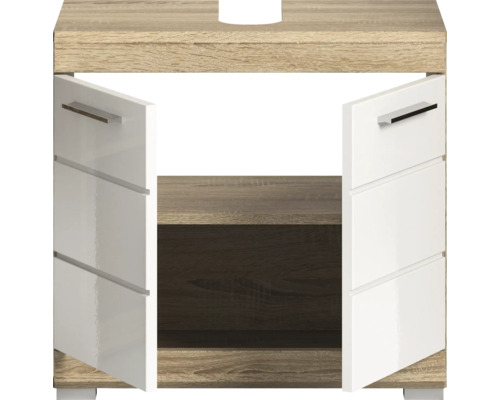 Skrinka pod umývadlo s dvomi dvierkami a otvorenou priehradkou