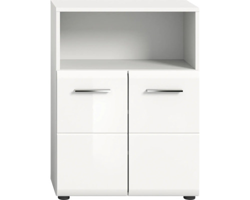 Biela skrinka s dvomi dvierkami a otvorenou policou