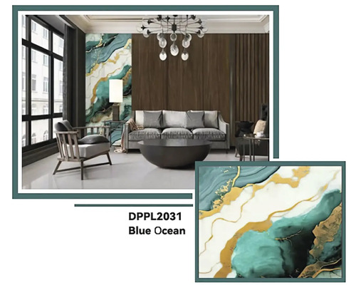 Obývacia izba s ozdobným panelom DPPL2031 Blue Ocean na stene