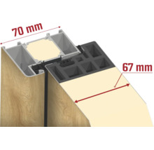 Priečny rez dverového rámu s rozmermi 70 mm a 67 mm