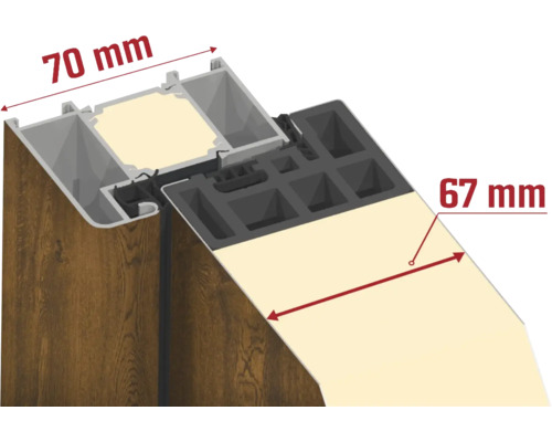 Rez profilu s rozmermi 70 milimetrov a 67 milimetrov