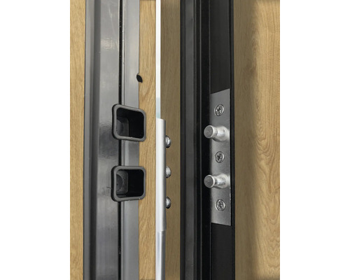 Detailný pohľad na vchodové dvere s viacbodovým zámkom