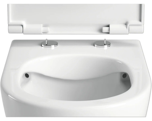 Biely závesný bidet s otvoreným vekom pre montáž na stenu