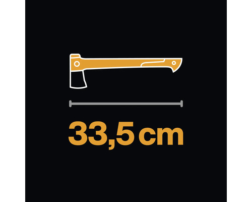 Ilustrácia sekery s rozmerom 33,5 cm