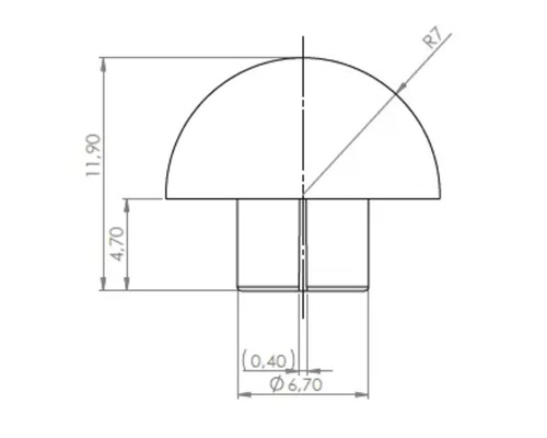 Technický nákres nábytkového gombíka s rozmermi