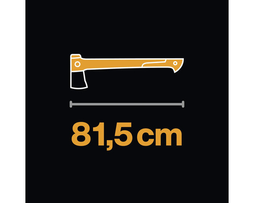 Ilustrácia sekery s uvedením dĺžky 81,5 cm