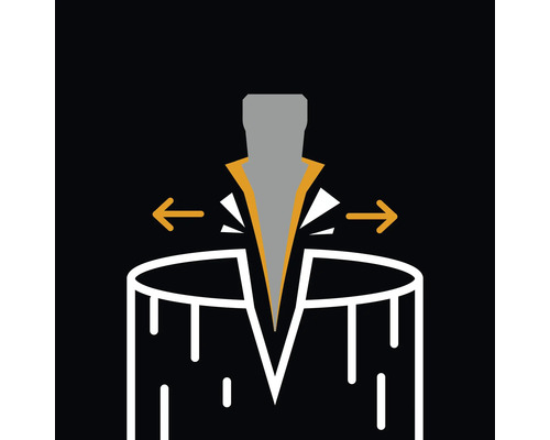 Symbol pre štiepanie dreva s klinovým efektom