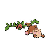 Dekorácia s opicou, lienkou a vetvou listov