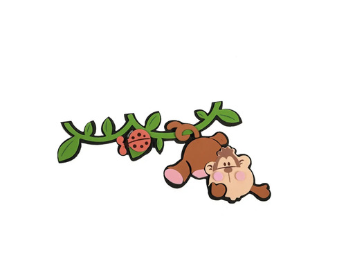 Dekorácia s opicou, lienkou a vetvou listov