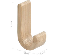 Samostatný vešiak na šaty z bambusu s rozmermi 9,2 cm na výšku, 4,9 cm na šírku a 2,5 cm do hĺbky.