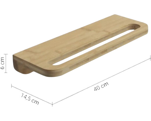 Bambusová kúpeľňová polica, 40 x 14,5 centimetrov