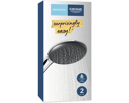 Ručná sprcha Grohe s dvoma druhmi prúdu a funkciou úspory vody v balení produktu