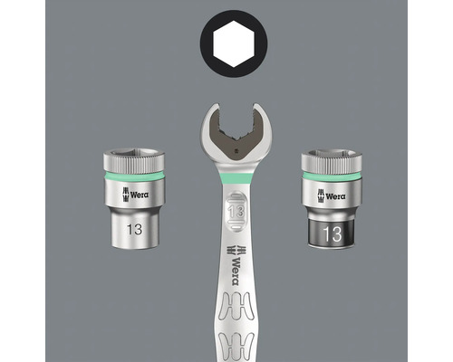 Otvorený kľúč Wera Joker s nástrčkovými kľúčmi a šesťhranným symbolom