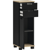 Úzky kúpeľňový nábytok s dvomi zásuvkami a otvorenou priehradkou