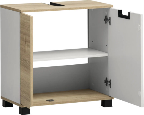 Skrinka pod umývadlo s jednými dvierkami a otvorenou priehradkou